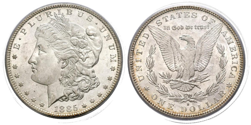 ESTADOS UNIDOS. 1 Dollar (Ar. 26,73g/38mm)*. 1885. San Francisco S. (Km#110). En...