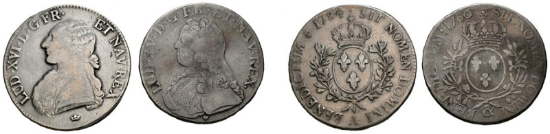 FRANCIA. Pareja de 2 Ecus de Luis XV (1736) y Luis XVI (1784) esta última falsa....