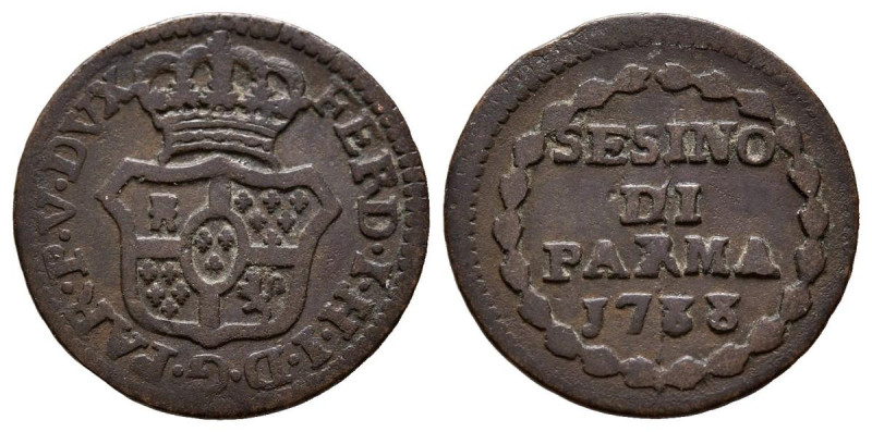 ITALIA, Fernando de Borbón. Sesino. (Ae. 0,99g/16mm). 1788. Parma. (Mont. 103). ...