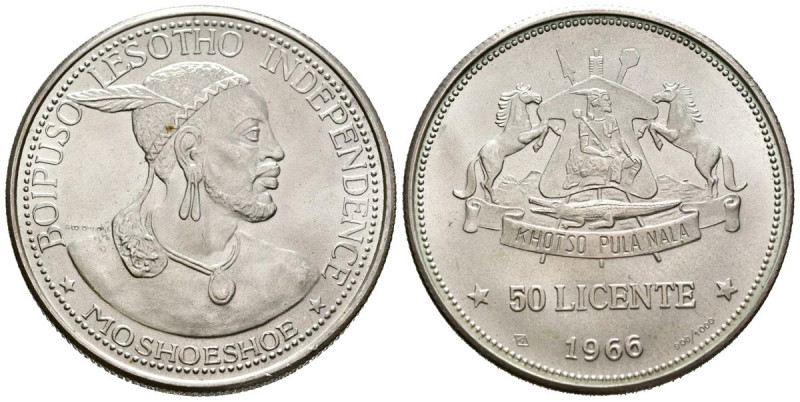 LESOTHO. 50 Licente (Ar. 28,36g/35mm). 1966. Independencia. (Km#4.1). SC.