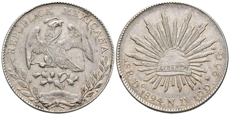 MÉXICO. 8 Reales (Ar. 27,10g/39mm). 1894. Durango ND. (Km#377.4). MBC+.