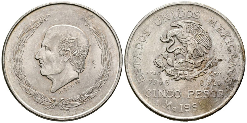 MÉXICO. 5 pesos. (Ar. 27.86g /40mm). 1951. (Km#467). EBC-.