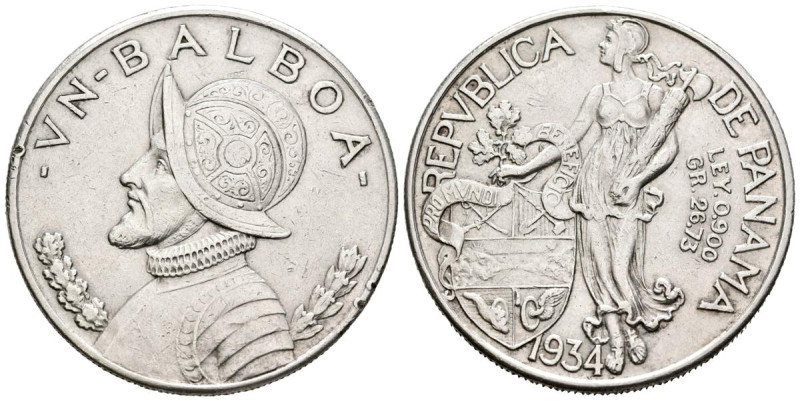 PANAMÁ. 1 Balboa. (Ar. 26,70g/38mm). 1934. (Km#13). MBC.