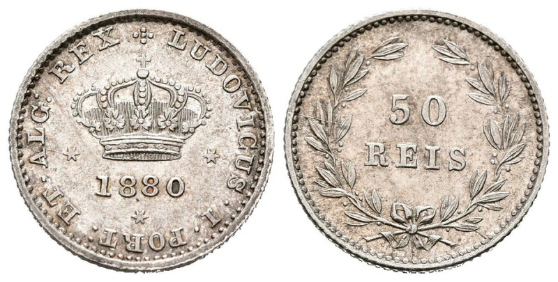 PORTUGAL. 50 Reis (Ar. 1,22g/15mm). 1880. D. Luis I. (Gomes 08.14). EBC.