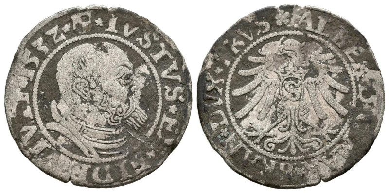 PRUSIA, Albert, Duque de Brandenburg-Ansbach. 1 Groschen. (Ar. 1,89g/22mm). 1532...