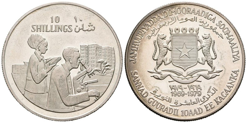 SOMALIA. 10 Shillings (Ar. 27,89g/39mm). 1979. 10 Aniversario de la República. T...