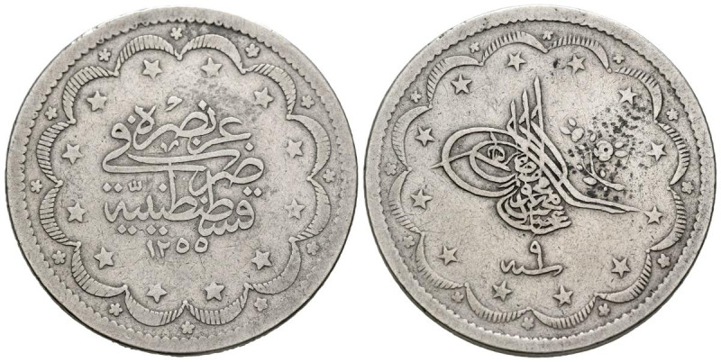 TURQUÍA. 20 Kurush (Ar. 23,30g/37mm). 1255/9H. (Km#675). MBC.