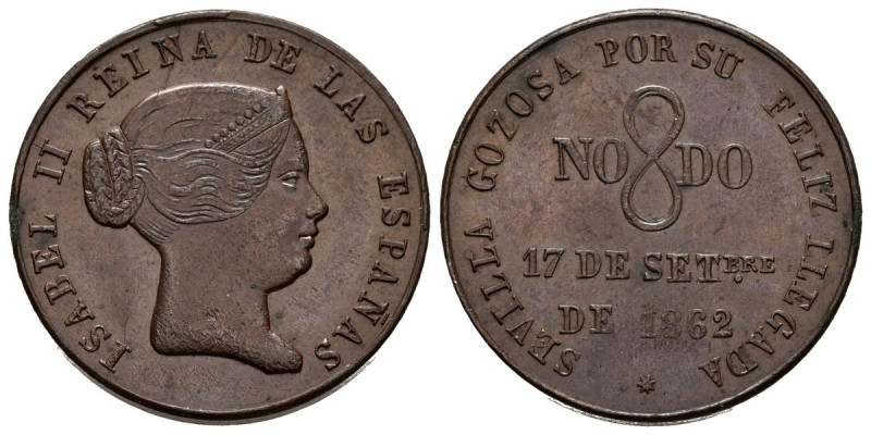 ISABEL II (1833-1868). Visita a la ciudad de Sevilla. (Ae. 6,13g/23mm). 17 de Se...