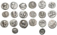REPUBLICA ROMANA e IMPERIO ROMANO. Conjunto de 10 monedas de plata de las cuales hay dos Quinarios y 8 Denarios entre los que se encuentra un Denario ...