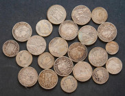 CENTENARIO DE LA PESETA. Conjunto de 23 monedas de plata de módulos comprendidos entre 50 céntimos y 2 Pesetas. Diferentes estados de conservación. A ...
