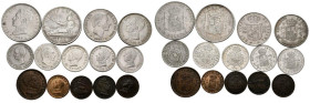 CENTENARIO DE LA PESETA. Bonito e interesante conjunto formado por 14 monedas (9 de ellas en plata) todas diferentes y con una gran variedad de módulo...
