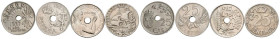 ESPAÑA. Interesante conjunto formado por 4 monedas de 25 Céntimos acuñados entre 1925 y 1937. Diferentes estados de conservación. A EXAMINAR.