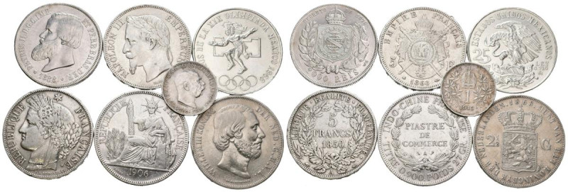 MONEDAS EXTRANJERAS. Interesante conjunto de 7 piezas en plata (6 de ellas de mó...