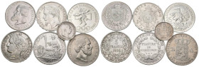 MONEDAS EXTRANJERAS. Interesante conjunto de 7 piezas en plata (6 de ellas de módulo grande) de diferentes países, fechas (siglos XIX y XX) y calidade...
