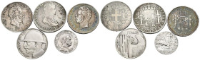 MONEDAS EXTRANJERAS. Lote compuesto por 5 monedas de plata, de las cuales 3 son Italianas de los reyes Vittorio Emmanuel II y III y 2 españoles de los...