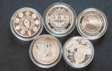 MONEDAS EXTRANJERAS. Conjunto formado por 5 monedas de plata correspondientes a la Serie Iberoamericana/Encuentro de Dos Mundos: Argentina, Nicaragua,...