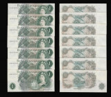 Bank of England (9) Five Pound Hollom B297 (2) B85 763442 NEF with some folds, C86 589852 NEF, One Pound Hollom B208 (7) a consecutive pair K43W 03706...