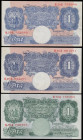 One Pounds (3) Peppiatt B239 prefix K70A AU (light centre fold), B249 blue (2) prefix B29E EF and K81E EF

Estimate: GBP 50 - 60