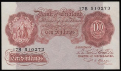 Ten Shillings Beale B265 Last series, serial number 17B 510273 UNC with minor paper ripples

Estimate: GBP 50 - 100