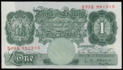 One Pound O'Brien replacement early prefix B274, Serial number S73S 981215 UNC

Estimate: GBP 150 - 250