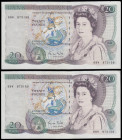 Twenty Pounds Gill 1988 Shakespeare B355 (2) Consecutive numbered pair. 68W 873158 and 68W 873159 AUNC

Estimate: GBP 50 - 90