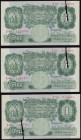 ERROR - One Pound Catterns B225 (3) consecutive numbers T35 7112639, 40 and 41 all with a "tear" or narrow strip of missing paper from when issued the...