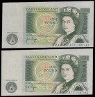 One Pounds Page Isaac Newton 1978 B337 Errors printed off centre and at a slanted angle so the top border gets wider the further left it gets (2 conse...
