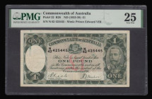 Australia One Pound George V at right Pick 22 (1933-38) PMG 25 Very Fine Minor Repair

Estimate: GBP 80 - 140