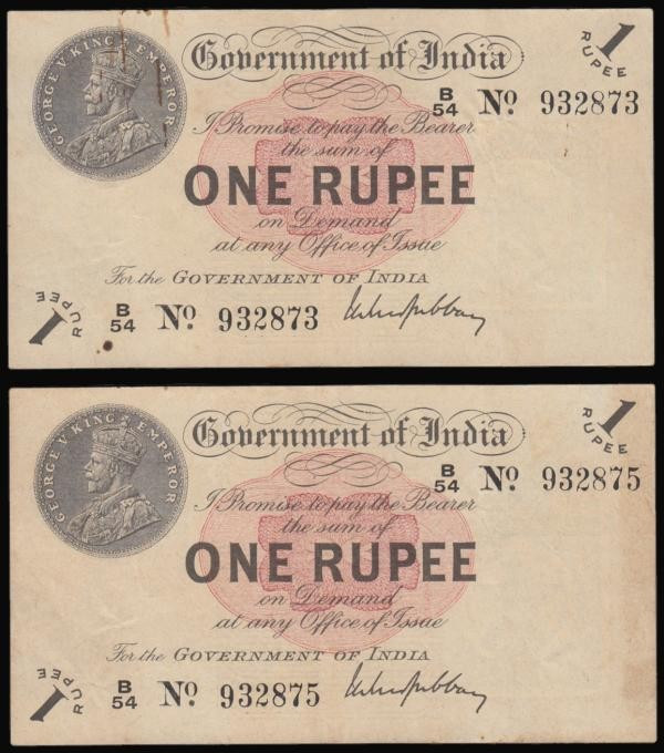 India, Government of India One Rupee George V 1917 signed Gubbay (2) a near cons...