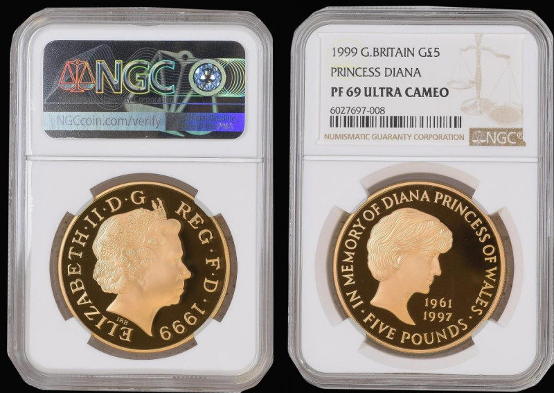 Five Pound Crown 1999 Diana Memorial S.L6 Gold Proof in an NGC holder and graded...