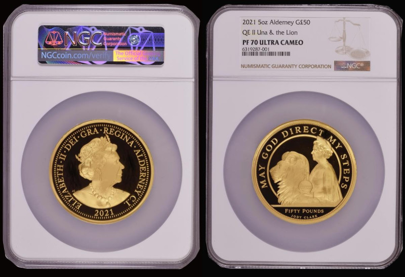 Alderney Fifty Pounds 2021 Queen's 95th Birthday Gold Proof (142.61 grams of 24 ...