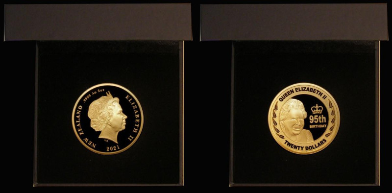 New Zealand Twenty Dollars 2021 Queen Elizabeth II 95th Birthday 2oz. Gold Proof...