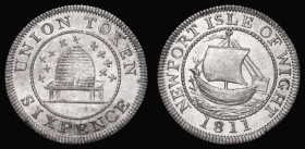 Sixpence 19th Century Hampshire - Isle of Wight - Newport 1811 Obverse: An ancient ship sailing, within a circle NEWPORT ISLE OF WIGHT 1811, Reverse: ...