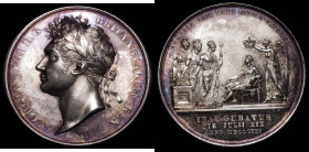 Coronation of George IV 1821 35mm diameter in silver by B. Pistrucci, Eimer 1146, BHM 1070, the Official Royal Mint issue, Obverse: GEORGIUS IIII D:G:...