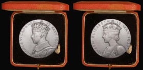 Coronation of George VI 1937 57mm diameter in silver by P. Metcalfe, The official Royal Mint issue, Eimer 2046a, BHM 4314, 91.29 grammes, UNC with a f...