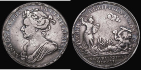 Coronation of Queen Anne 1702 35mm diameter in silver by J.Croker, Obverse: Bust left, draped ANNA. D:G: MAG:BR:FRA: ET. HIB: REGINA. Reverse Pallas s...