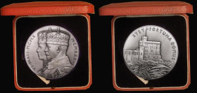 George V Silver Jubilee 1935 57mm diameter in silver, by P. Metcalfe, The Official Royal Mint issue, Eimer 2029a, BHM 4249, 85.86 grammes, UNC in the ...