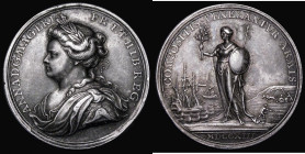 Peace of Utrecht 1713 35mm diameter in silver by J. Croker. Obverse: Bust left, draped and laureate, ANNA D:G. MAG. BRI. FR: ET. HIB: REG: Reverse: Br...