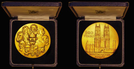 Westminster Abbey 900th Anniversary 1065 to 1965 57mm diameter in gold Royal Mint issue and in their blue presentation box of issue with certificate s...