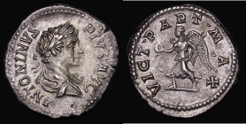 Ancient Rome Denarius Caracalla (204AD) Obverse: Draped Bust right, laureate ANTONINVS PIVS AVG, Reverse: Victory advancing left holding palm and wrea...