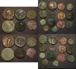 Roman bronzes (18) includes Sestertius (1), As/Dupondius (3) Ae3 and Ae4 (13), Fair to Fine, along with two additional low grade unattributed pieces
...