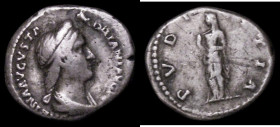 Roman Denarius Sabina (128-137AD) Obverse: Bust right draped and diademed [SA] BINA AVGCSTA HADRIANI AVG [P P] Reverse: Pudicitia, veiled, standing le...