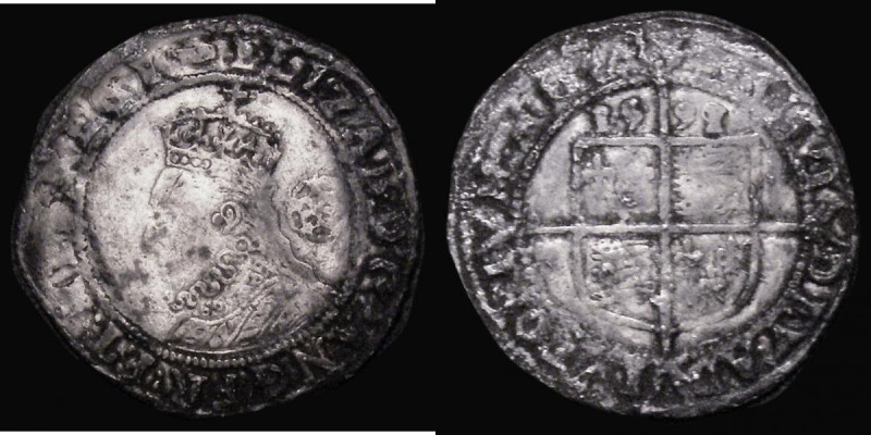 Sixpence Elizabeth I 1591 1 over 0 Sixth Issue S.2578B mintmark Hand, 2.93 gramm...