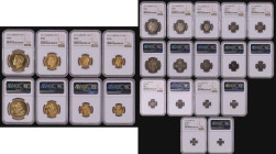 Proof Set 1911 Long Set 12 coins Gold Five Pounds to Maundy Penny in NGC holders and graded as follows Five Pounds PF63, Two Pounds PF63, Sovereign PF...