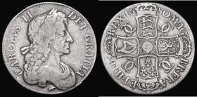 Crown 1680 Fourth Bust, TRICESIMO SECNDO edge, the obverse with a raised flaw below the bust, (not dissimilar to the Boar's Head type of flaw) ESC 60,...