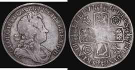 Crown 1718 8 over 6 Roses and Plumes, QUINTO edge, ESC 111A, Bull 1542, VG the reverse worn in the centre, still a collectable example of this scarce ...