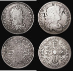 Crowns (2) 1662 Rose below bust, edge undated, ESC 15, Bull 339 Fine with JB 1796 engraved in the obverse fields, 1677 VG with IHA countermarked on th...