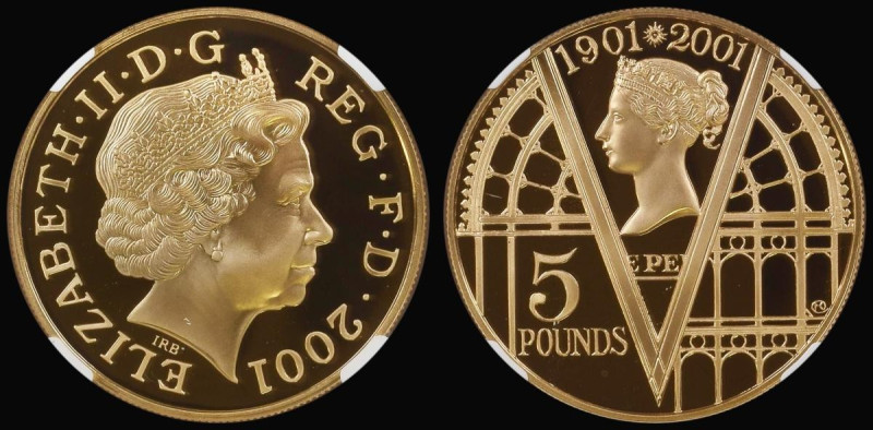 Five Pound Crown 2001 100th Anniversary of the End of the Victorian Era, S.L9 Go...