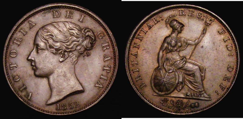 Halfpenny 1852 Dots on Shield, Reverse B, Peck 1537 EF and nicely toned

Estim...