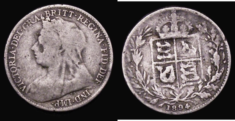 Sixpence 1894 the reverse with a shield design struck over the SIX PENCE reverse...